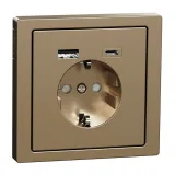 Schneider Electric MTN2367-6051 Розетка с 2xUSB, скрытый монтаж, с заземлением, шампань