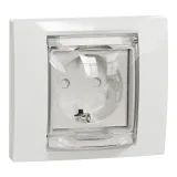 Schneider Electric NU003718 UNICA NEW розетка с заземлением, шторками и крышкой, IP44, белая