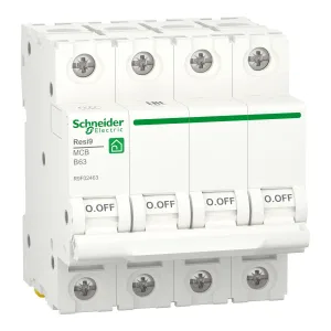 R9F02463 Автоматический выключатель Schneider Electric Resi9, 4 полюса, 63A, тип B, 6kA (ШНАЙДЕР) R9F02463 Автоматический выключатель Schneider Electric Resi9, 4 полюса, 63A, тип B, 6kA (ШНАЙДЕР)